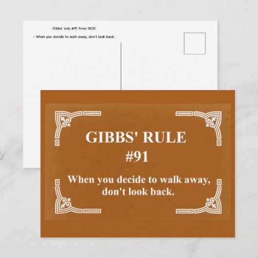 Gibbs' regel 91 briefkaart (Voorkant / Achterkant)