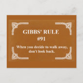 Gibbs' regel 91 briefkaart (Voorkant)