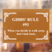 Gibbs' regel 91 raamsticker (Vel 2)