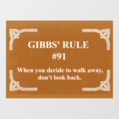 Gibbs' regel 91 raamsticker (Vel)