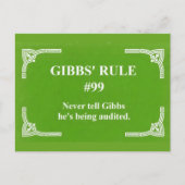Gibbs' regel 99 briefkaart (Voorkant)