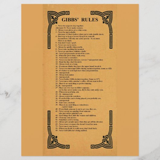 Gibbs' regels flyer (Achterkant)