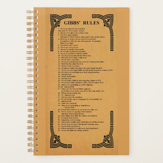Gibbs' regels planner (Voorkant)