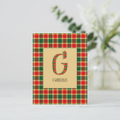 Gibbs Tartan Monogram G Briefkaart (Staand voorkant)