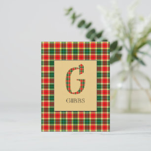 Gibbs Tartan Monogram G  Briefkaart