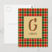 Gibbs Tartan Monogram G Briefkaart (Voorkant / Achterkant)
