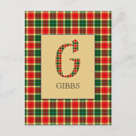 Gibbs Tartan Monogram G Briefkaart (Voorkant)