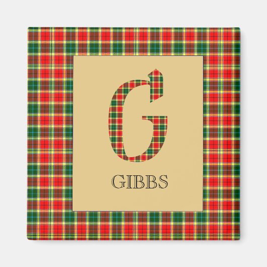 Gibbs Tartan Monogram G Magneet (Voorkant)