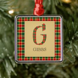 Gibbs Tartan Monogram G Metalen Ornament