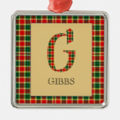 Gibbs Tartan Monogram G Metalen Ornament (Voorkant)