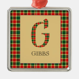 Gibbs Tartan Monogram G Metalen Ornament