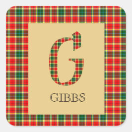 Gibbs Tartan Monogram G Vierkante Sticker