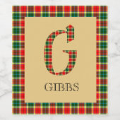 Gibbs Tartan Monogram G Wijn Etiket (Enkel label)