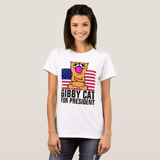GIBBY CAT VOOR PRESIDENT 2024 FUNNY T-SHIRTS (Voorkant volledig)