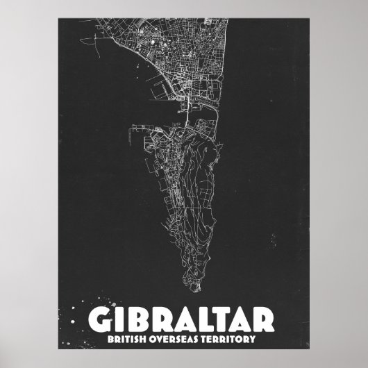 Gibraltar Antieke Kaart Poster (Voorkant)