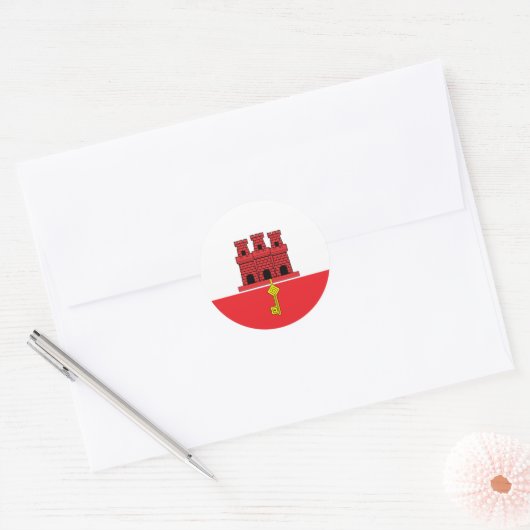 Gibraltar Hoogwaardige vlag Ronde Sticker (Envelop)