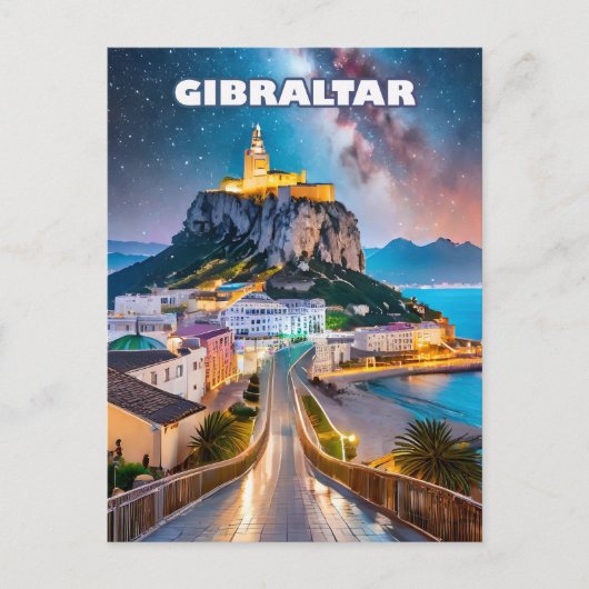 Gibraltar, horizon en reizen briefkaart (Voorkant)