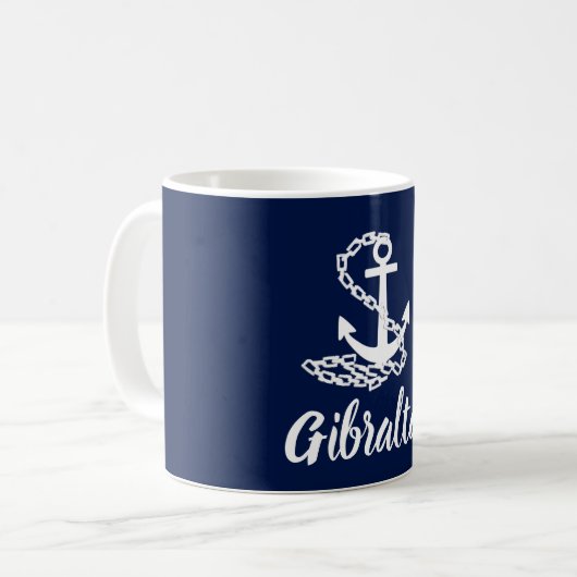 Gibraltar - Maritieme stijl blauw en witte Mok (Voorkant links)