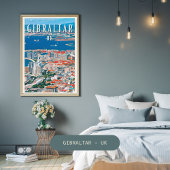 Gibraltar, rotsstad en kliffen poster