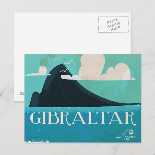 Gibraltar vintage-poster briefkaart (Voorkant / Achterkant)