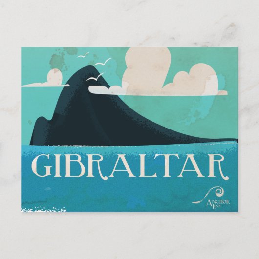 Gibraltar vintage reisposter briefkaart (Voorkant)