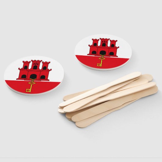 Gibraltar-vlag Handwaaier (Niet-gemonteerd)