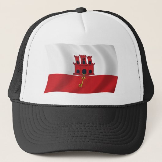 Gibraltar Vlag Hoed Trucker Pet (Voorkant)