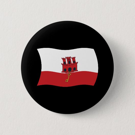 Gibraltar Vlag Knop Ronde Button 5,7 Cm (Voorkant)