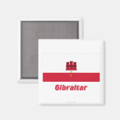 Gibraltar Vlag met naam Magneet (Voorkant / Achterkant)