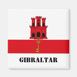 Gibraltar Vlag met tekst Gibraltar Magneet