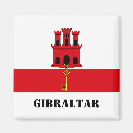 Gibraltar Vlag met tekst Gibraltar Magneet (Voorkant)