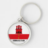 Gibraltar Vlag met tekst Gibraltar Magnet Sleutelhanger (Voorkant)