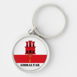 Gibraltar Vlag met tekst Gibraltar Magnet Sleutelhanger