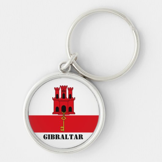 Gibraltar Vlag met tekst Gibraltar Magnet Sleutelhanger (Voorkant)