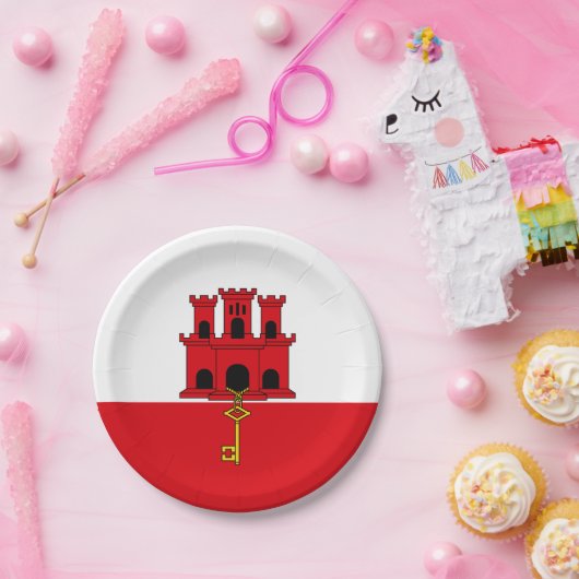 Gibraltar-vlag Papieren Bordje (Feest)