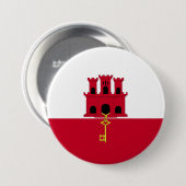 Gibraltar vlag ronde button 7,6 cm (Voorkant /achterkant)