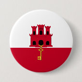 Gibraltar vlag ronde button 7,6 cm (Voorkant)