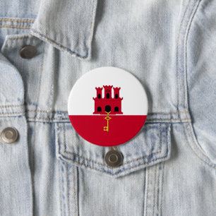 Gibraltar vlag ronde button 7,6 cm