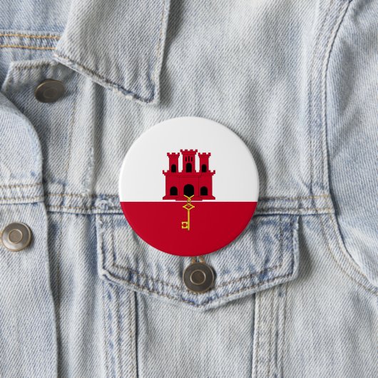 Gibraltar vlag ronde button 7,6 cm (In situ)