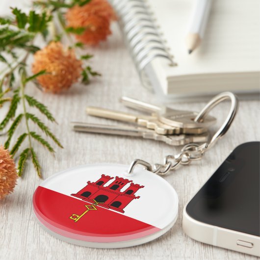 Gibraltar-vlag Sleutelhanger (Voorkant Rechts)
