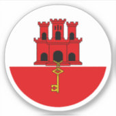 Gibraltar Vlaggen Ronde Sticker (Voorkant)