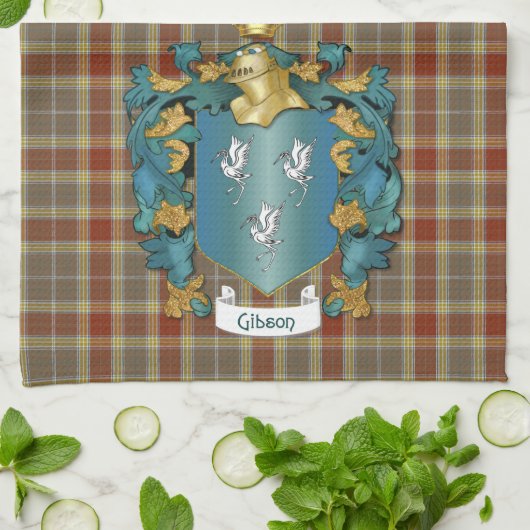 Gibson Coat of Arms en Tartan Theedoek (Gevouwen)