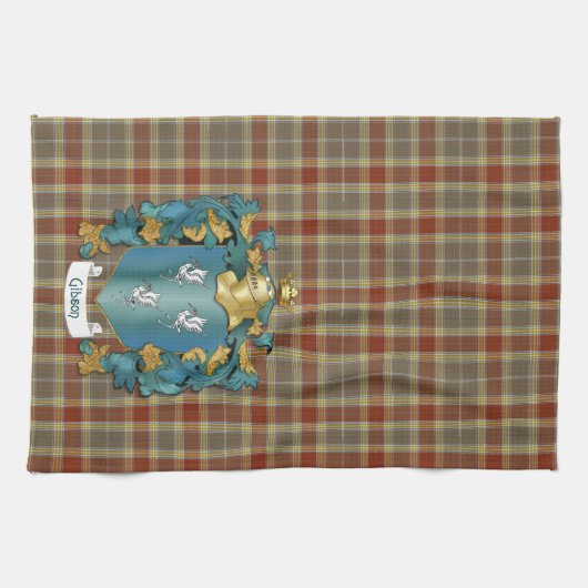 Gibson Coat of Arms en Tartan Theedoek (Horizontaal)