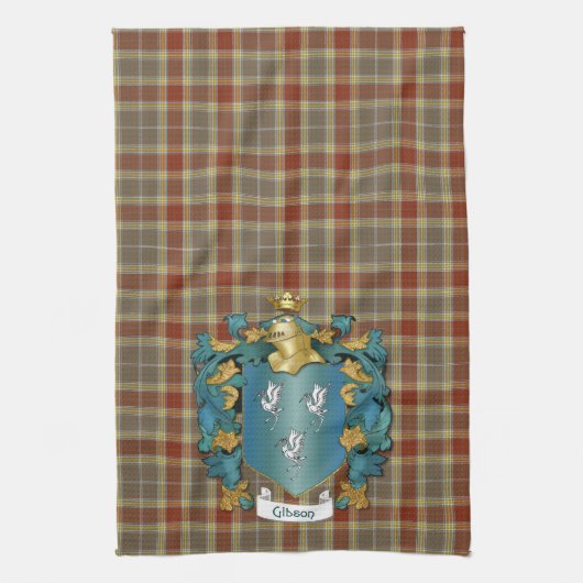 Gibson Coat of Arms en Tartan Theedoek (Verticaal)