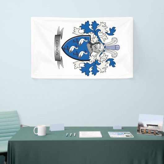 Gibson Family Crest Coat of Arms Spandoek (Beurs)