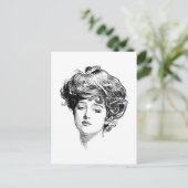 Gibson Girl Antiek Illustratie Briefkaart (Staand voorkant)