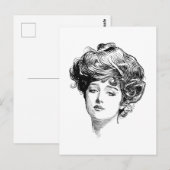  Gibson Girl Antiek Illustratie Briefkaart (Voorkant / Achterkant)