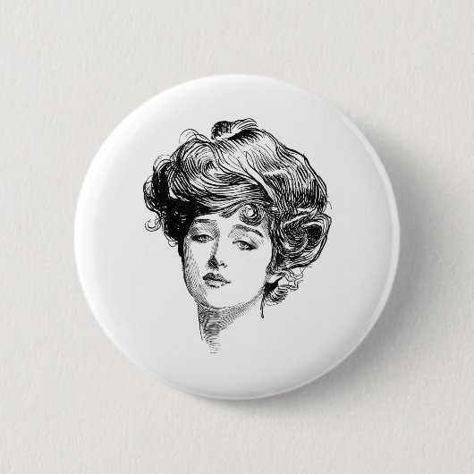  Gibson Girl Antiek Illustratie Ronde Button 5,7 Cm (Voorkant)
