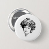  Gibson Girl Antiek Illustratie Ronde Button 5,7 Cm (Voorkant /achterkant)