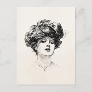  Gibson Girl Edwardian Retro Woman Portret Briefkaart
